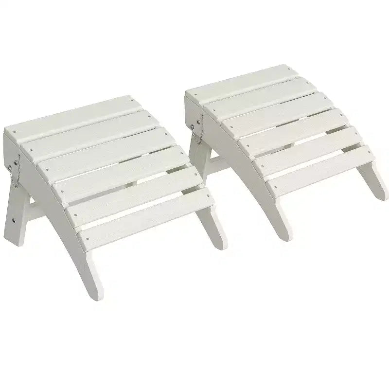 1/2 PCS Folding Adirondack Ottoman Footrest, All-Weather HDPE Plastic Outdoor Stool for Patio Chair, Portable for Poolside, Deck & Garden