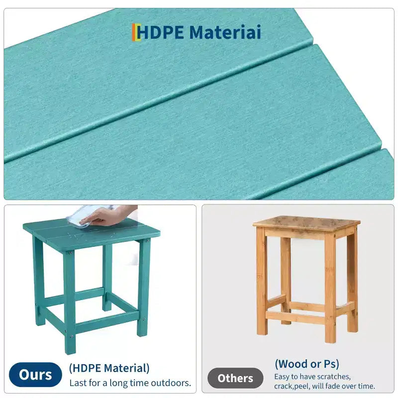 GustoWave Outdoor HDPE Square Side Table - Adirondack Style Patio End Table for Beach,Pool,Garden, Balcony, Porch