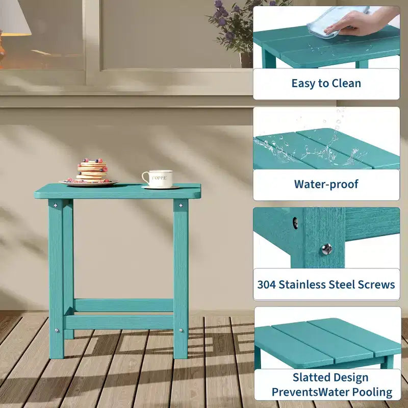 GustoWave Outdoor HDPE Square Side Table - Adirondack Style Patio End Table for Beach,Pool,Garden, Balcony, Porch