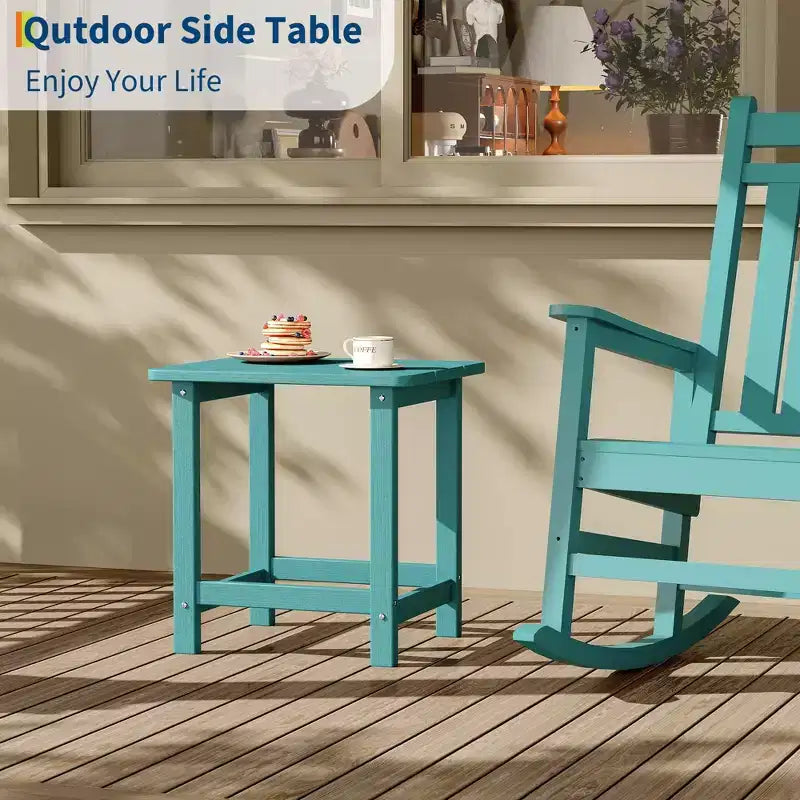 GustoWave Outdoor HDPE Square Side Table - Adirondack Style Patio End Table for Beach,Pool,Garden, Balcony, Porch