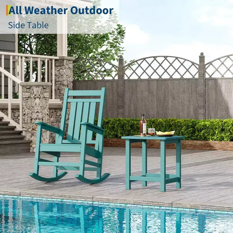 GustoWave Outdoor HDPE Square Side Table - Adirondack Style Patio End Table for Beach,Pool,Garden, Balcony, Porch