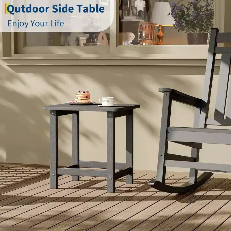 GustoWave Outdoor HDPE Square Side Table - Adirondack Style Patio End Table for Beach,Pool,Garden, Balcony, Porch