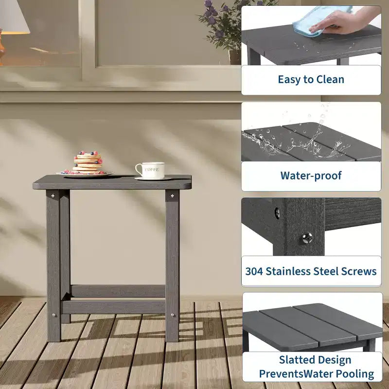 GustoWave Outdoor HDPE Square Side Table - Adirondack Style Patio End Table for Beach,Pool,Garden, Balcony, Porch