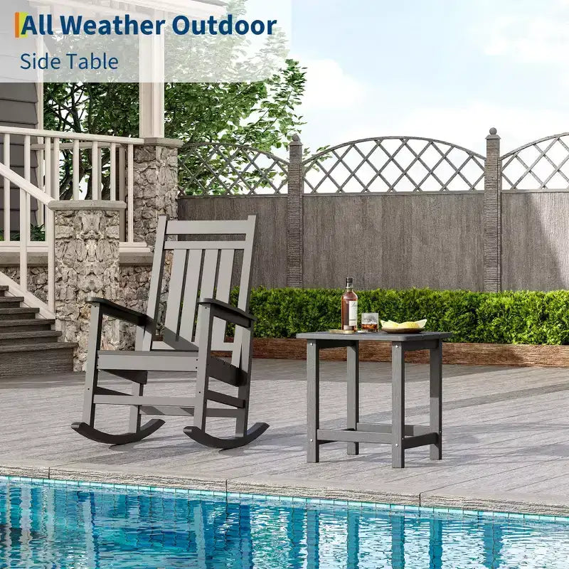 GustoWave Outdoor HDPE Square Side Table - Adirondack Style Patio End Table for Beach,Pool,Garden, Balcony, Porch
