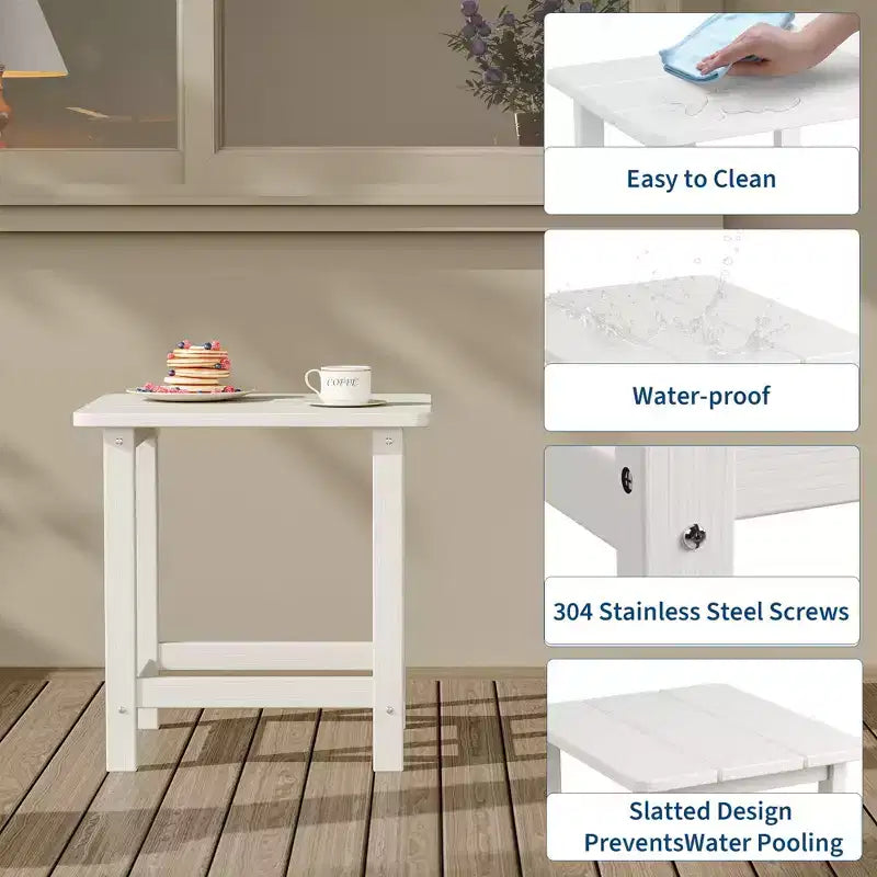 GustoWave Outdoor HDPE Square Side Table - Adirondack Style Patio End Table for Beach,Pool,Garden, Balcony, Porch