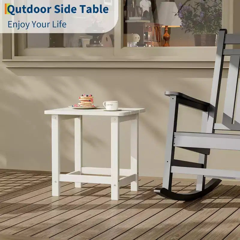 GustoWave Outdoor HDPE Square Side Table - Adirondack Style Patio End Table for Beach,Pool,Garden, Balcony, Porch