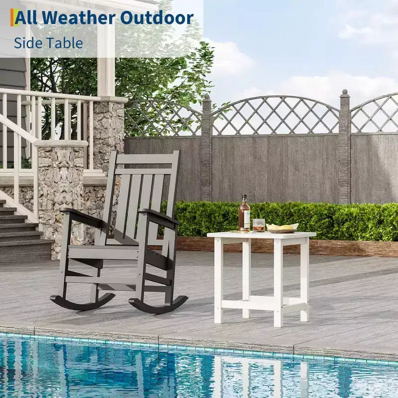 GustoWave Outdoor HDPE Square Side Table - Adirondack Style Patio End Table for Beach,Pool,Garden, Balcony, Porch