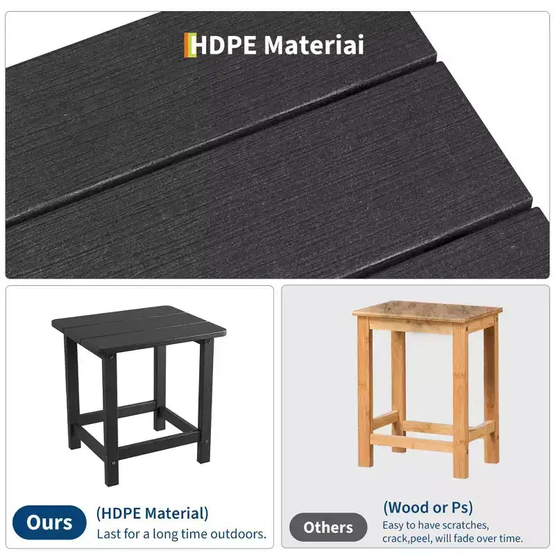 GustoWave Outdoor HDPE Square Side Table - Adirondack Style Patio End Table for Beach,Pool,Garden, Balcony, Porch