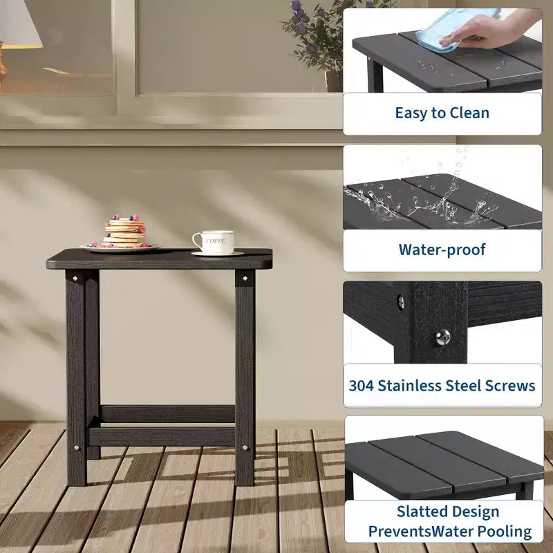 GustoWave Outdoor HDPE Square Side Table - Adirondack Style Patio End Table for Beach,Pool,Garden, Balcony, Porch