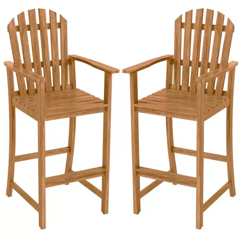 Gymax 2PCS Tall Adirondack Chair w/Back Armrests & Footrest for Balcony Porch Deck
