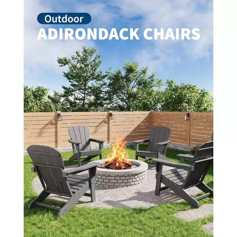 Oversized All-Weather Adirondack Chair  380 lb Capacity HDPE with Wood-Like Texture, Durable Outdoor Lounge Chair for Patio, Lawn & Deck