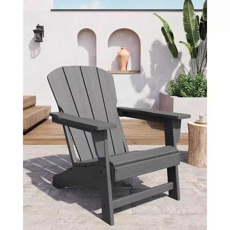 Oversized All-Weather Adirondack Chair  380 lb Capacity HDPE with Wood-Like Texture, Durable Outdoor Lounge Chair for Patio, Lawn & Deck