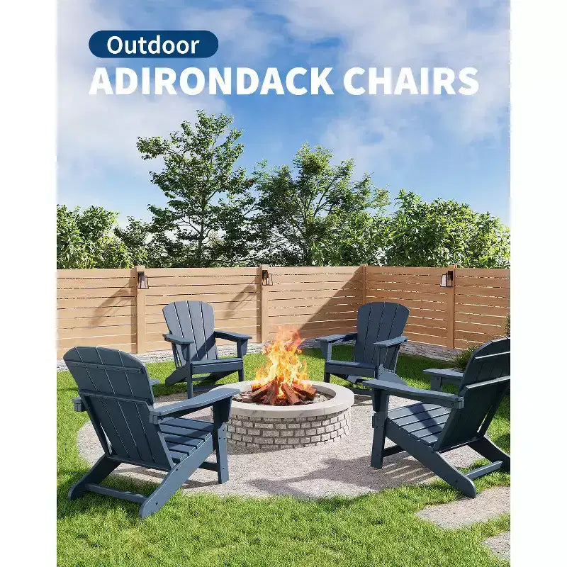 Oversized All-Weather Adirondack Chair  380 lb Capacity HDPE with Wood-Like Texture, Durable Outdoor Lounge Chair for Patio, Lawn & Deck