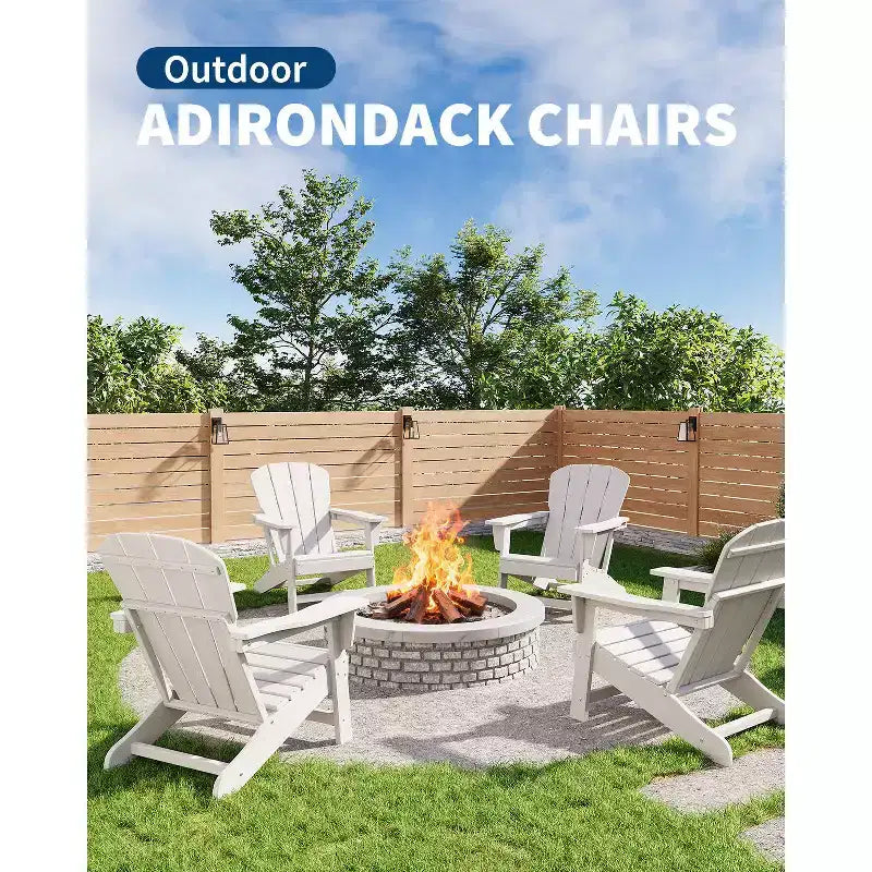 Oversized All-Weather Adirondack Chair  380 lb Capacity HDPE with Wood-Like Texture, Durable Outdoor Lounge Chair for Patio, Lawn & Deck