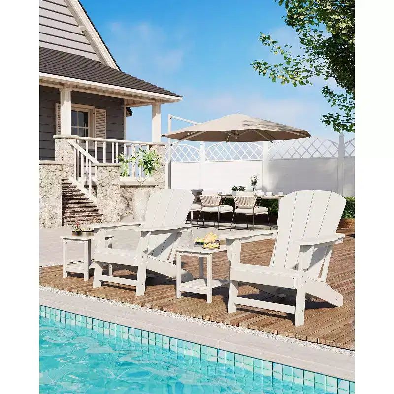 Oversized All-Weather Adirondack Chair  380 lb Capacity HDPE with Wood-Like Texture, Durable Outdoor Lounge Chair for Patio, Lawn & Deck