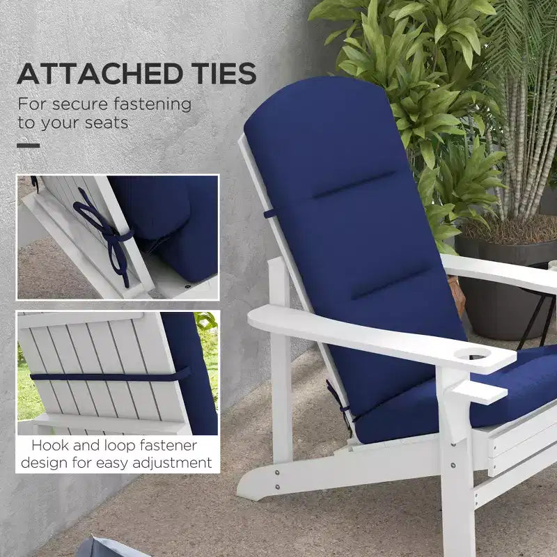 Outdoor Chair Cushions for Adirondack Chair, Replacement Cushions with Ties, Seat & Back Cushion, Blue