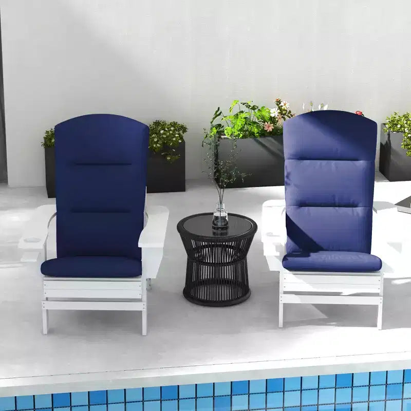 Outdoor Chair Cushions for Adirondack Chair, Replacement Cushions with Ties, Seat & Back Cushion, Blue