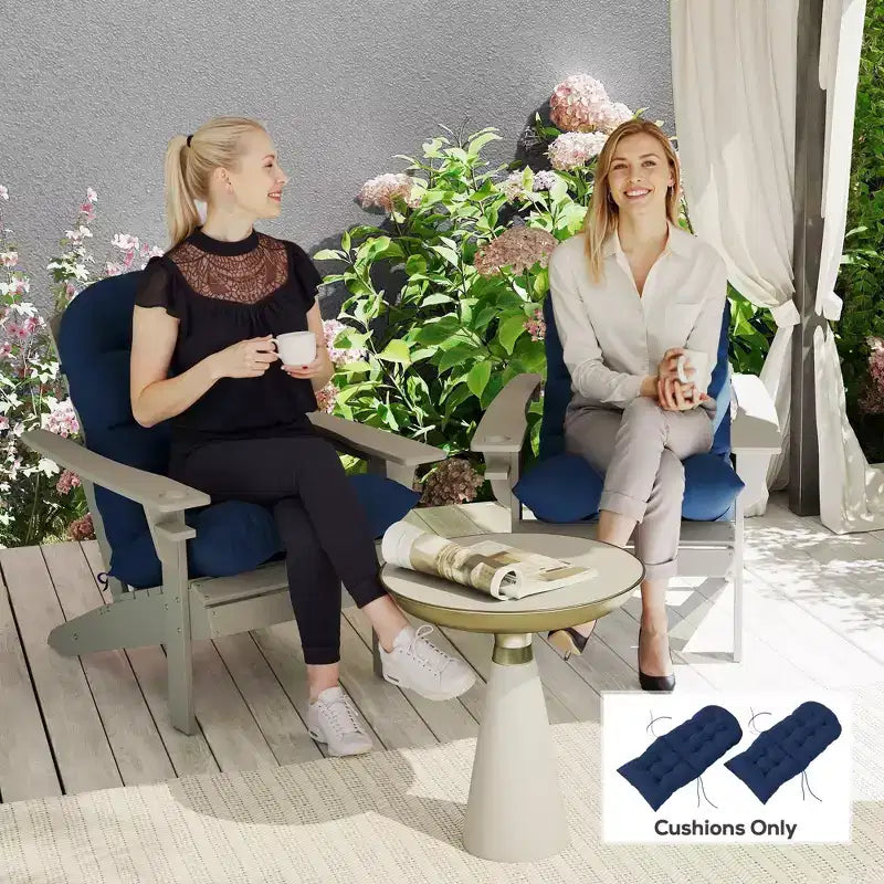 Coussins pour chaises Adirondack, lot de 2, coussins de patio matelassés à dossier haut et antidérapants pour chaises Adirondack, bleu marine