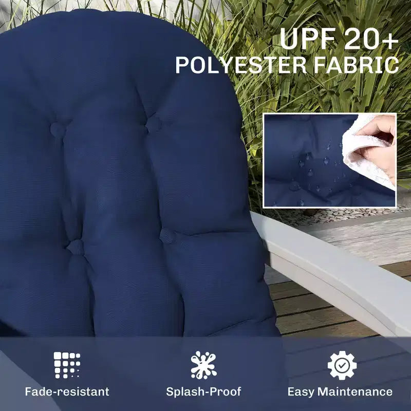 Coussins pour chaises Adirondack, lot de 2, coussins de patio matelassés à dossier haut et antidérapants pour chaises Adirondack, bleu marine