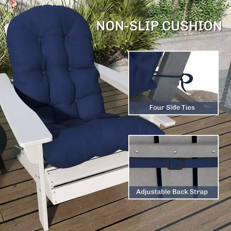 Coussins pour chaises Adirondack, lot de 2, coussins de patio matelassés à dossier haut et antidérapants pour chaises Adirondack, bleu marine