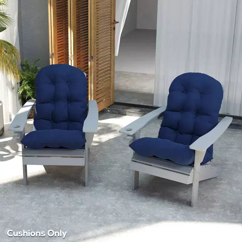 Coussins pour chaises Adirondack, lot de 2, coussins de patio matelassés à dossier haut et antidérapants pour chaises Adirondack, bleu marine