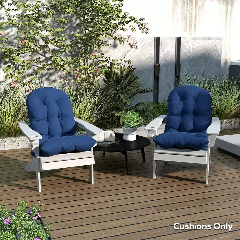 Coussins pour chaises Adirondack, lot de 2, coussins de patio matelassés à dossier haut et antidérapants pour chaises Adirondack, bleu marine