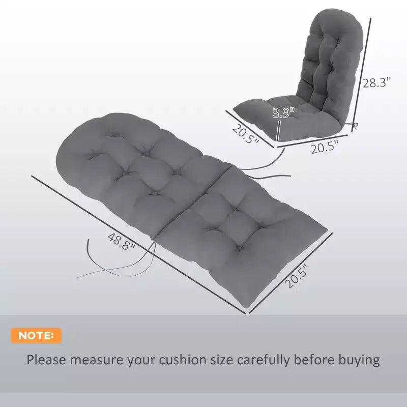 Adirondack Chair Cushions Set of 2, Tufted High Back Patio Non-Slip Cushions for Adirondack Chairs, Gray