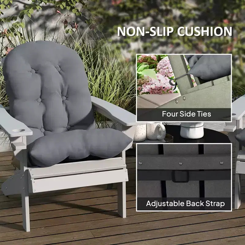 Adirondack Chair Cushions Set of 2, Tufted High Back Patio Non-Slip Cushions for Adirondack Chairs, Gray
