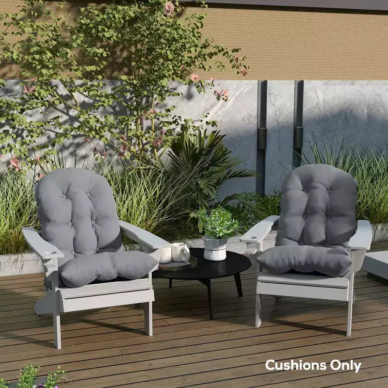 Adirondack Chair Cushions Set of 2, Tufted High Back Patio Non-Slip Cushions for Adirondack Chairs, Gray