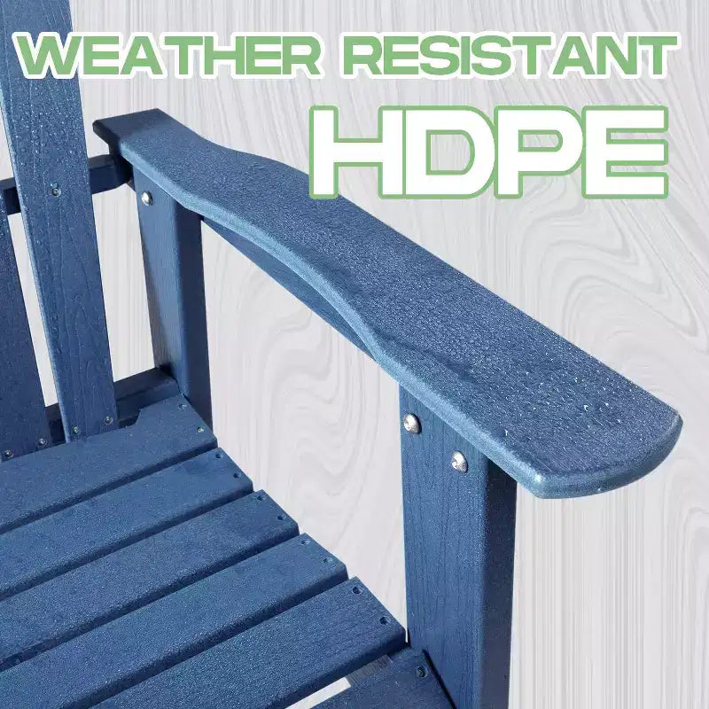 Folding Adirondack Chair  Deep Seat & Wide Armrests, Waterproof UV-Resistant Plastic Outdoor Chair for Patio, Lawn or Fire Pit