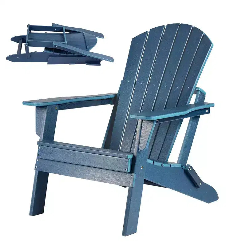 Folding Adirondack Chair  Deep Seat & Wide Armrests, Waterproof UV-Resistant Plastic Outdoor Chair for Patio, Lawn or Fire Pit