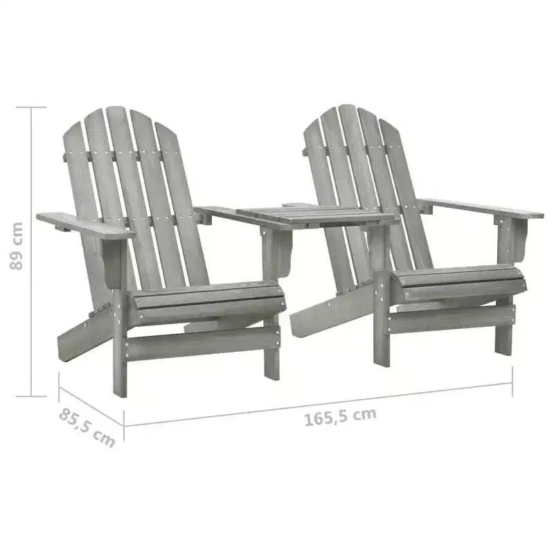 vidaXL Adirondack Chairs Patio Adirondack Chair with Tea Table Solid Wood Fir