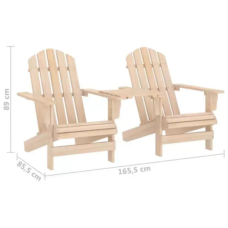 vidaXL Adirondack Chairs Patio Adirondack Chair with Tea Table Solid Wood Fir