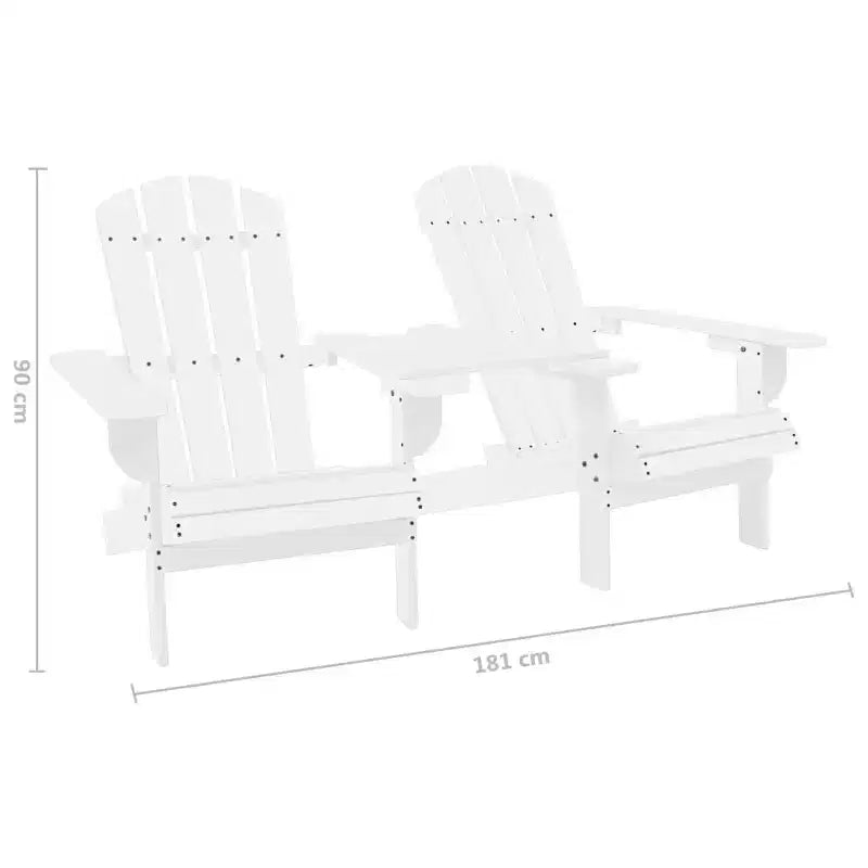 vidaXL Adirondack Chairs Patio Adirondack Chair with Tea Table Solid Wood Fir