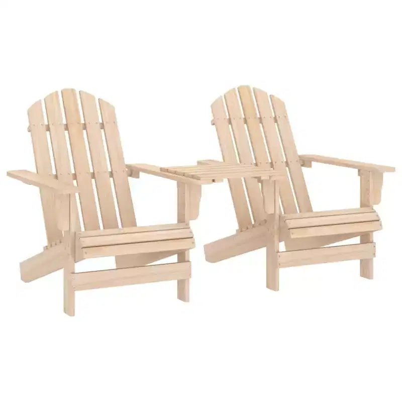 vidaXL Adirondack Chairs Patio Adirondack Chair with Tea Table Solid Wood Fir