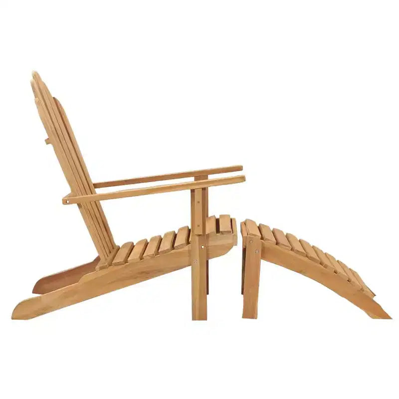 vidaXL Folding Adirondack Chair Patio Lawn Chair with Footrest Solid Wood Teak