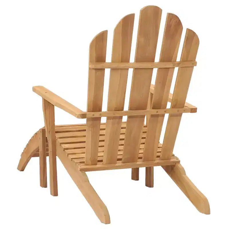 vidaXL Folding Adirondack Chair Patio Lawn Chair with Footrest Solid Wood Teak