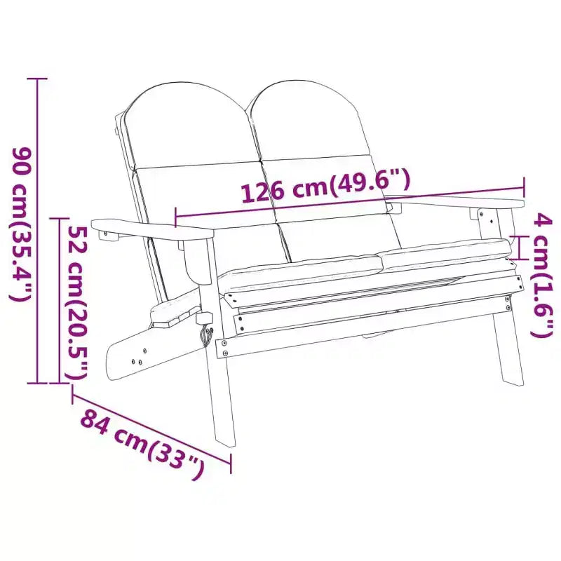 Adirondack Garden Bench Solid Wood Acacia with Cushions