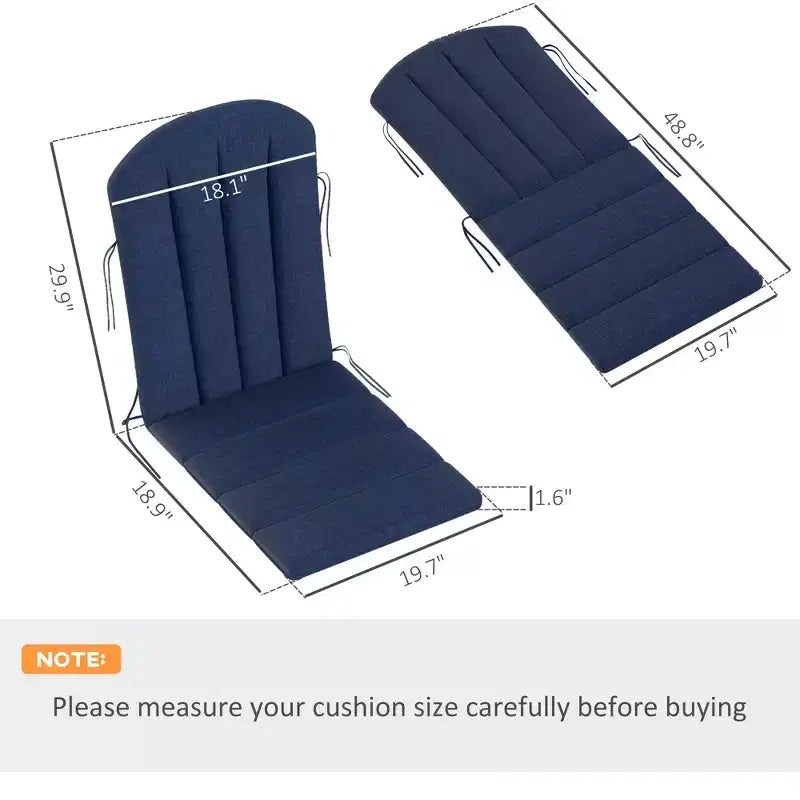 Set of 4 Outdoor Chair Cushions, High Back Adirondack Chair Cushion with Ties, High-Density Foam