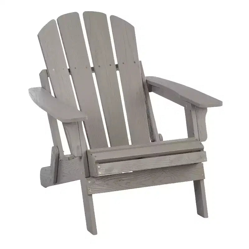 Outdoor Wooden Folding Adirondack Chair with BackRest&SeatBoard, Wood Patio Chair