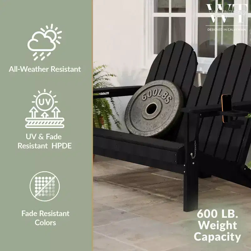 WestinTrends St. Augustine Outdoor Patio 49 HDPE Folding Adirondack Garden Bench