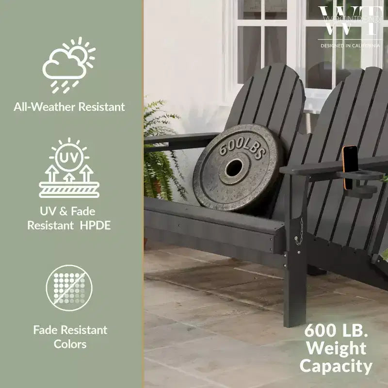 WestinTrends St. Augustine Outdoor Patio 49 HDPE Folding Adirondack Garden Bench