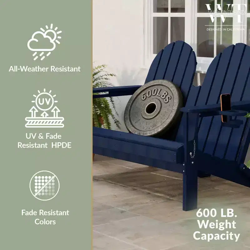 WestinTrends St. Augustine Outdoor Patio 49 HDPE Folding Adirondack Garden Bench