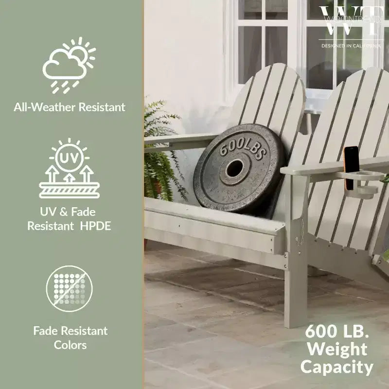 WestinTrends St. Augustine Outdoor Patio 49 HDPE Folding Adirondack Garden Bench