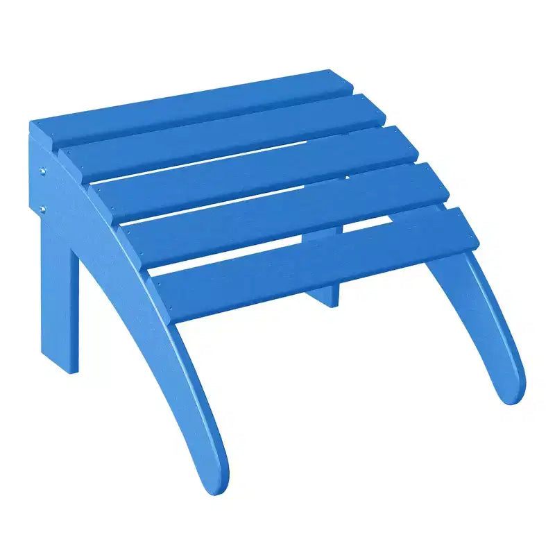 WestinTrends Highland 4-Piece Outdoor Patio HDPE Adirondack Chairs With Ottomans and Cup Holder Set, Pacific Blue
