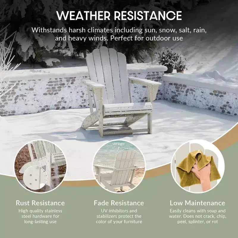WestinTrends Highland 5-Piece Adirondack Chair with Folding Ottoman and Table Set, Sand