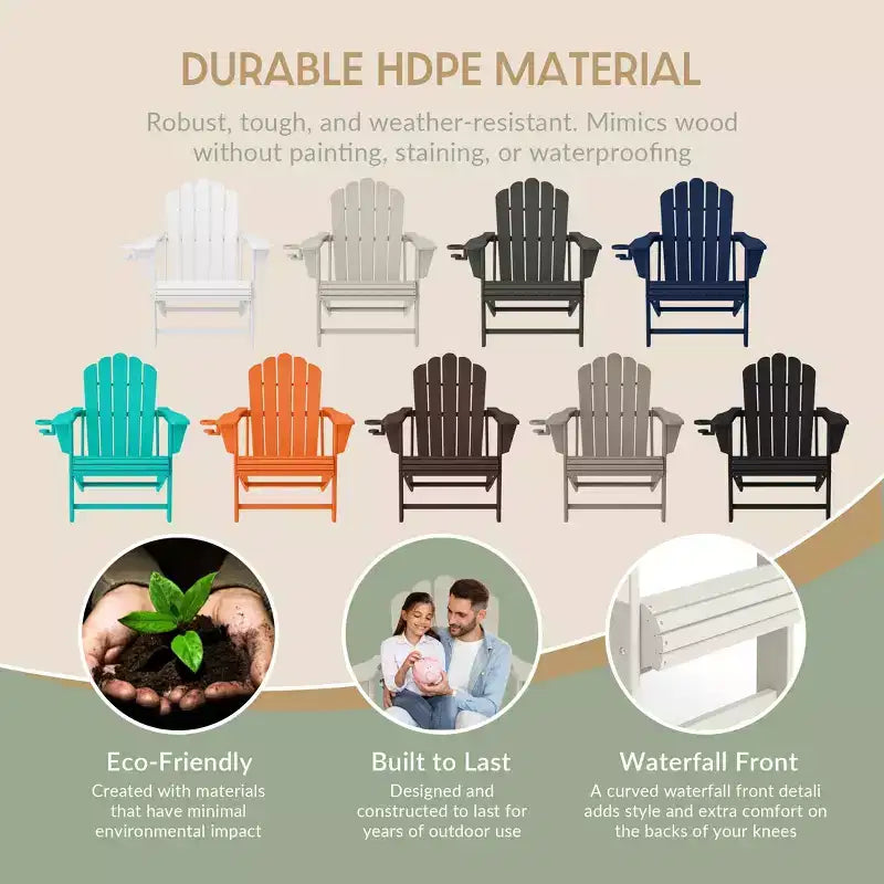 WestinTrends Highland 5-Piece Adirondack Chair with Folding Ottoman and Table Set, Sand