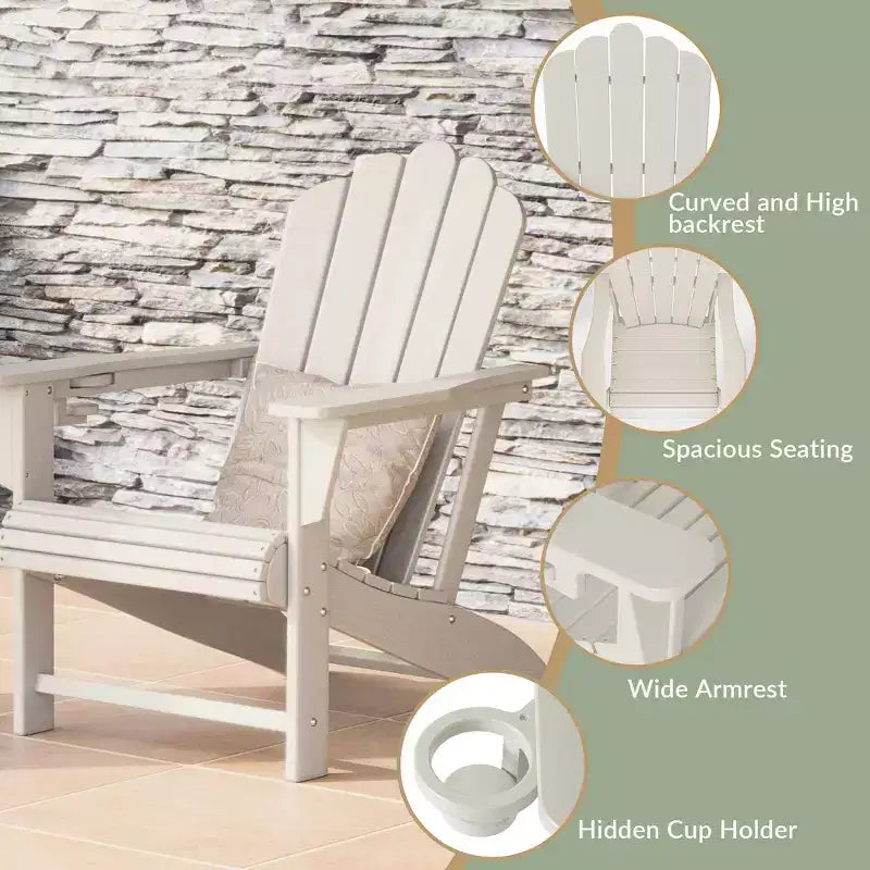 WestinTrends Highland 5-Piece Adirondack Chair with Folding Ottoman and Table Set, Sand