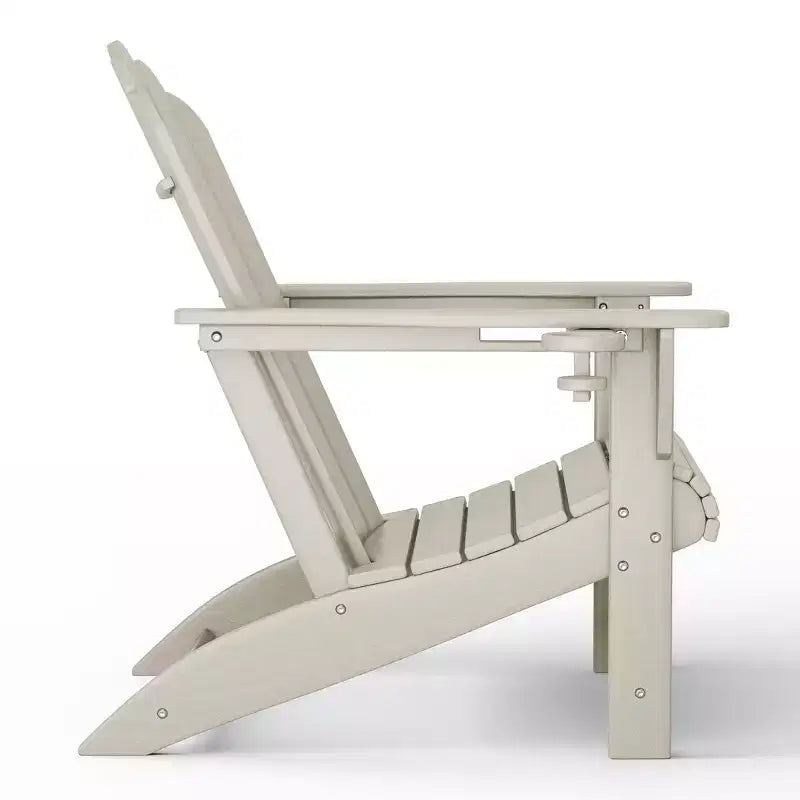 WestinTrends Highland 5-Piece Adirondack Chair with Folding Ottoman and Table Set, Sand