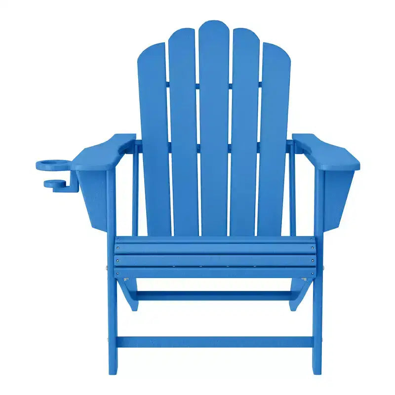 WestinTrends Highland 3-Piece Outdoor Patio HDPE Adirondack Chair With Cup Holder and Table Set, Pacific Blue